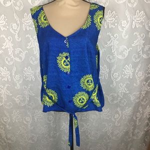 Rima women’s size XXL blue yellow floral shirt